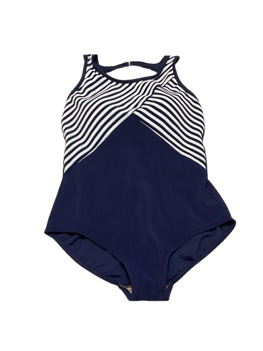 NWOT Baltex Blue and White One Piece Swimsuit Sz 18